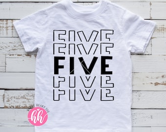 Fifth Birthday SVG, Five Years Old, Boy Shirt Design (Digital Download)