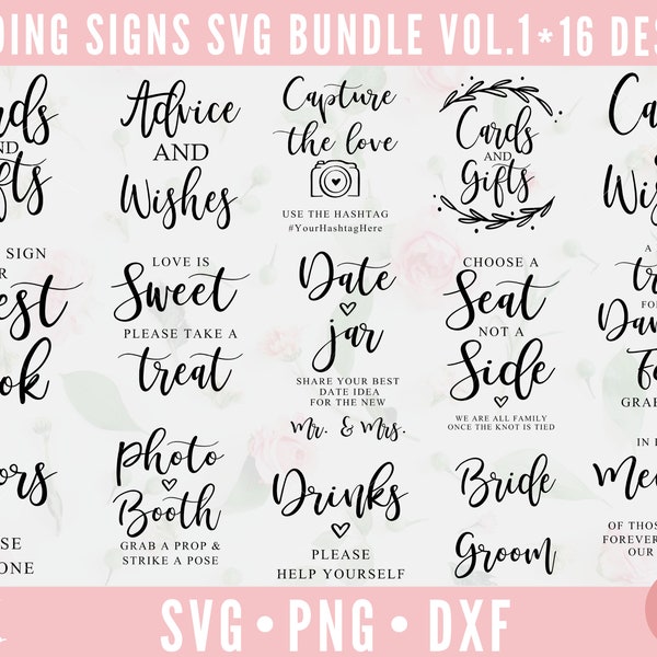 Wedding Bundle, Wedding Sign Bundle, Wedding svg, Wedding Sign svg, Cards And Gifts svg, Rustic Wedding svg, dxf,png instant download, Bride