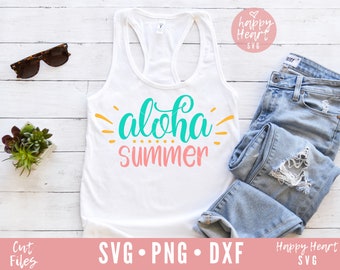 Aloha Summer SVG, Summer svg, dxf and png instant download, summer vibes SVG, hello summer svg, vacation vibes, Summer Quotes svg, Beach svg
