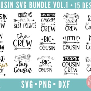 Pacote de primos, Pacote SVG de primos, Cousin Crew svg, Primo svg, dxf,png download instantâneo, Cousin Quote svg, Novo no The Crew svg, Cousins svg