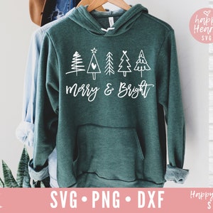 Merry And Bright svg, Christmas svg, dxf, png téléchargement instantané, Joyeux Noël svg, Christmas Saying svg, Christmas Shirt svg, Holiday svg