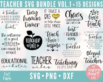 Teacher Bundle, Teacher SVG Bundle, Teacher SVG, Teacher life svg, dxf, png instant download, Teacher Quote SVG, Teach Love Inspire svg