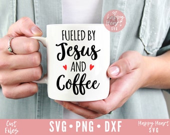 Alimentado por Jesús y Café SVG, Café Cita svg, dxf png descarga instantánea, Pero primer café SVG, Café svg, alimentado por el café y Jesús svg
