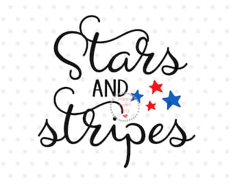 May include: Stars and Stripes text with red and blue stars. The text is in a cursive font.