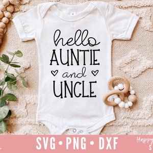 Bonjour tante et oncle svg, Coming Soon SVG, Annonce de grossesse svg, dxf, png téléchargement instantané, Baby Coming Soon svg, Annonce bébé