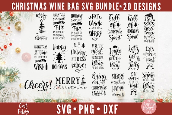 15 Wine Bag Svg Bundle Wine Glass Svg Christmas (Download Now) 