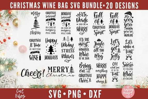 15 Wine Bag Svg Bundle Wine Glass Svg Christmas (Download Now) 