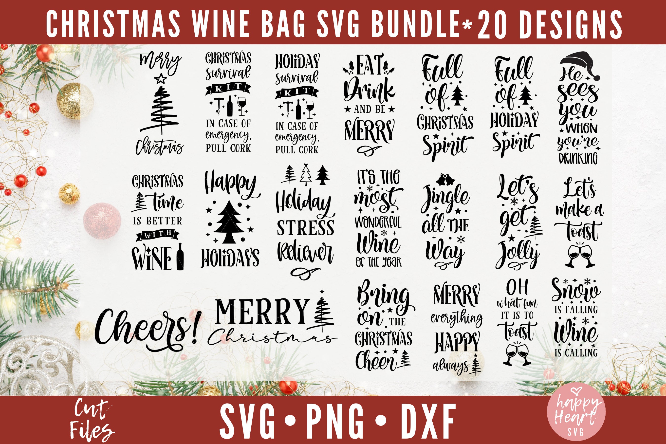 Christmas Wine Bag Bundle Wine SVG Bundle Christmas Wine SVG - Etsy