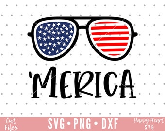Merica svg, Patriotic Sunglasses svg, Fourth of July SVG, Patriotic svg, dxf, png instant download, 4th of July svg, America svg, USA svg