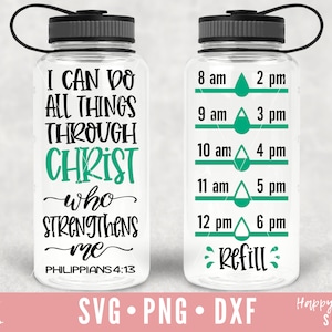 Water Tracker SVG, Water Bottle svg, dxf téléchargement instantané, Water tracker SVG, Motivational Water Tracker svg, Christian svg, Inspirational