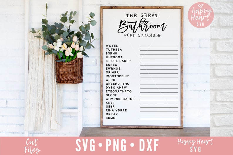 Bathroom Word Scramble Svg Your Phone Svg Bathroom Etsy