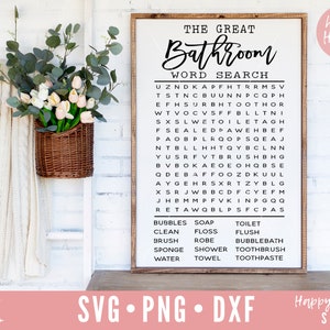 El gran baño Word Search svg, Olvidó su teléfono svg, baño signo SVG, baño svg, dxf,png descarga instantánea, baño cita SVG SVG