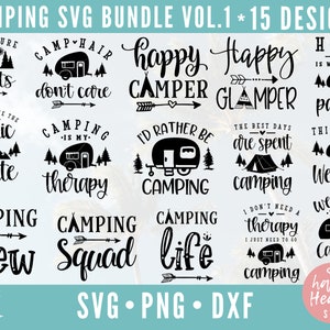 Camping SVG Bundle, Camping Bundle, Camping SVG, Happy Camper svg, Camper svg, dxf, png téléchargement instantané, Camp Life SVG, Camping Sign svg