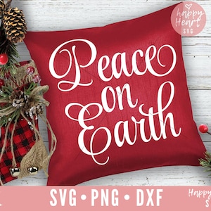 Paz en la Tierra SVG, Navidad svg, dxf y png descarga instantánea, citas de Navidad svg, Joy svg, Love Joy Peace svg, Christmas Sayings svg