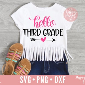 Hello Third Grade SVG, First Day Of School SVG, Back to school svg, School SVG, dxf, png instant download, Grade three svg, 3rd grade svg