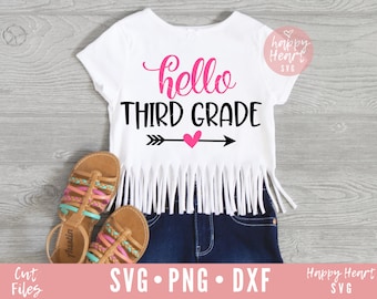 Hello Third Grade SVG, Back to School Cut File (Digital Download)