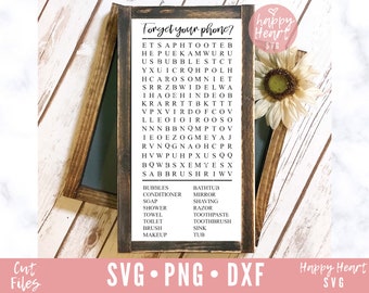 Forget Your Phone Bathroom Word Search svg, Bathroom Sign SVG, Bathroom svg, dxf,png instant download, Forget Your Phone svg, Bathroom Decor