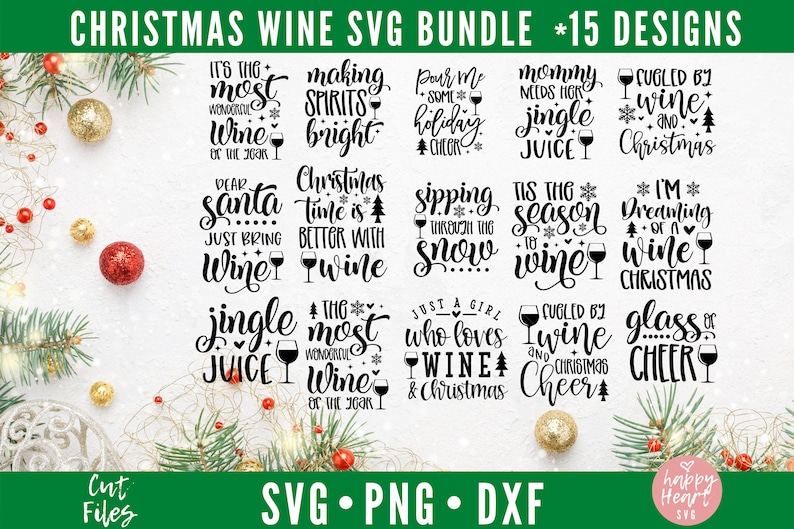 Christmas Wine Bundle, Wine SVG Bundle, Christmas Wine SVG Bundle ...