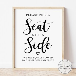 Pick A Seat Not A Side SVG, Wedding SVG, Wedding Sign SVG, dxf, png instant download, Bride Groom svg, Wedding SVG, Wedding SVG