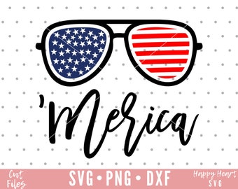 Merica svg, Patriotic Sunglasses svg, Fourth of July SVG, Patriotic svg, dxf, png instant download, 4th of July svg, Stars And Stripes svg