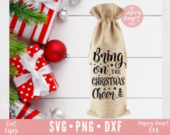 Christmas Wine Bag svg, Wine Bag svg, Wine svg, png, dxf instant download, Wine Saying SVG, Christmas Wine svg, Christmas Cheer svg, Wine