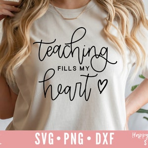 Ensinar enche meu coração SVG, Professor svg, Professor Valentine svg, dxf, download instantâneo png, Valentine svg, Citação de professor svg, Professor dizendo