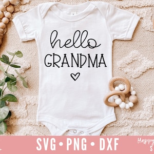 Olá vovó SVG, Anúncio de gravidez svg, Grávida svg, dxf, png download instantâneo, Em breve svg, Anúncio de bebê svg, Bebê svg