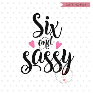 Zes en Sassy svg, zes verjaardag SVG, 6e verjaardag svg, dxf en png instant download, Girl's 6e verjaardag SVG, Sassy svg, verjaardag svg