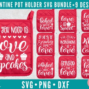 Valentine Pot Holder SVG Bundle, Pot Holder SVG Bundle, Baking svg Bundle, Baking svg, Teacher svg, dxf, png instant download, Valentine svg