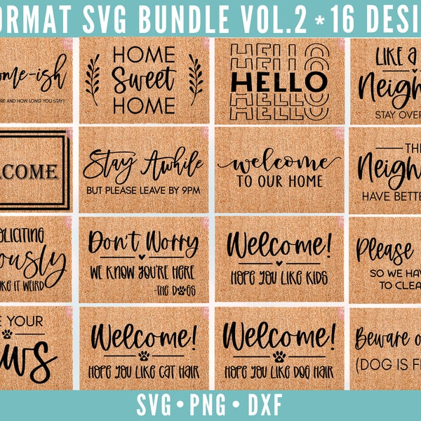 Pacchetto Doormat SVG, pacchetto zerbino, pacchetto zerbino divertente, svg zerbino divertente, svg zerbino, dxf, download istantaneo png, zerbino di benvenuto svg