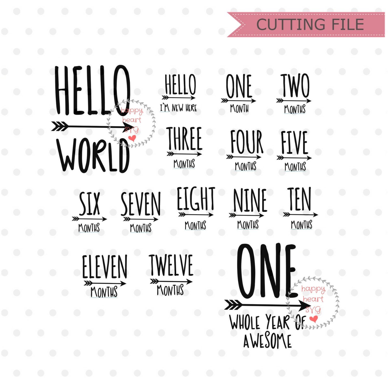 Silhouette Files Baby Month Milestones SVG Birth Thru One Year Old silhouette-files-baby-month-milestones-svg-birth-thru-one-year-old