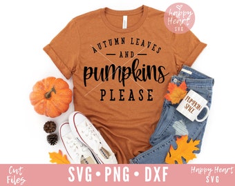 Hojas de Otoño y Calabazas Por favor SVG, Otoño svg, Otoño Cotización svg, Halloween svg, dxf y png descarga instantánea, calabazas svg, Otoño svg, Otoño