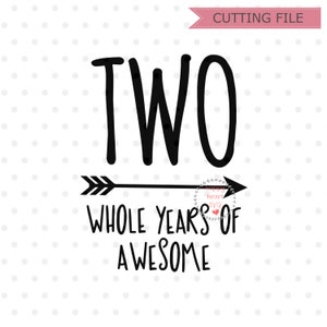 Zwei ganze Jahre von awesome SVG, zweiten Geburtstag Svg, Dxf und Png sofortigen Download, 2. Geburtstag SVG, zwei Svg, Geburtstag junge Svg, Geburtstag Svg