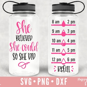 Ze geloofde dat ze kon dus ze deed SVG, Water Tracker SVG, Water Bottle svg, dxf downloaden, Water tracker SVG, Motivational Water Tracker svg