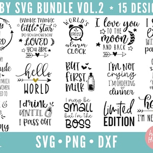 Pacote SVG para bebês, Pacote para bebês, Pacote para recém-nascidos, Pacote de citações para bebês, SVG para bebês, dxf, download instantâneo de png, provérbios de bebês svg, SVG para recém-nascidos, SVG para bebês