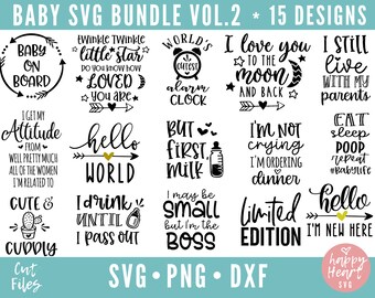 Paquete SVG bebé, paquete de bebé, paquete de recién nacidos, paquete de citas de bebé, bebé svg, dxf, descarga instantánea png, bebé refranes svg, recién nacido svg, bebé svg