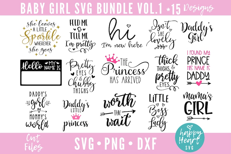 Baby Bundle, Baby Girl Bundle, Newborn Bundle, Baby SVG Bundle, Baby svg, dxf, png instant download, Baby Quote Bundle, Newborn svg, baby image 1
