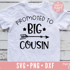 Promovido a Big Cousin svg, Cousin Crew SVG, Cousin svg, dxf y png descarga instantánea, Big Cousin SVG para Cricut y Silhouette, Mejor Amigo