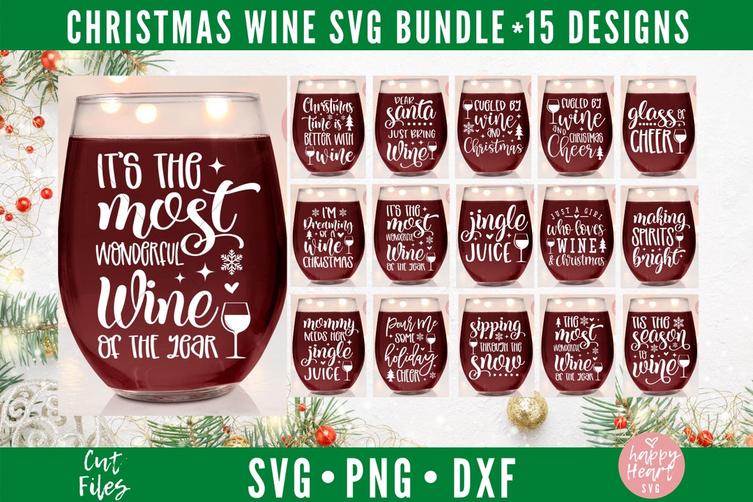 Christmas Wine Bundle, Wine SVG Bundle, Christmas Wine SVG Bundle ...