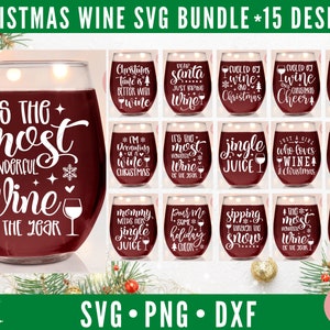 Pacchetto vino di Natale, pacchetto Vino SVG, Pacchetto SVG vino di Natale, svg natalizio, dxf, download istantaneo png, pacchetto natalizio svg, Vino svg