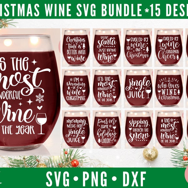 Christmas Wine Bundle, Wine SVG Bundle, Christmas Wine SVG Bundle, Christmas svg, dxf, png instant download, Christmas Bundle svg, Wine svg