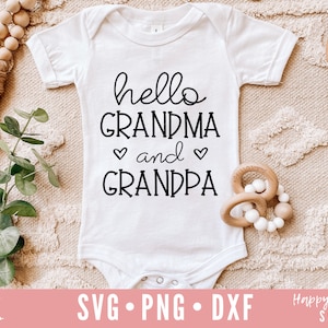 Hola abuela y abuelo SVG, anuncio de embarazo svg, embarazada svg, dxf, png descarga instantánea, Próximamente svg, anuncio de bebé svg