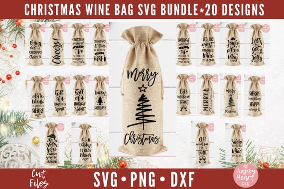 15 Wine Bag Svg Bundle Wine Glass Svg Christmas (Download Now) 