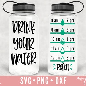 Buvez votre eau SVG, Water Tracker SVG, Water bottle svg, dxf téléchargement instantané, Water Bottle tracker SVG, Water Intake svg, Fitness svg
