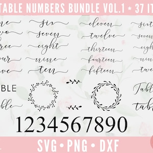 Pacote de número de mesa de casamento, pacote de casamento, pacote de sinal de casamento, svg de casamento, sinal de casamento svg, número de tabela svg, dxf,png download instantâneo