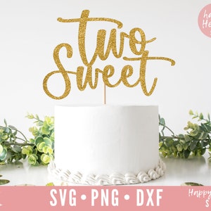 Zwei süße Cake Topper SVG, Cake Topper svg, Geburtstag Cake Topper SVG, Geburtstag svg, Dxf, Png sofortiger download, 2nd Birthday Cake Topper svg