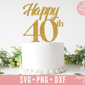 Glücklich 40. Kuchen Topper Svg, Kuchen Topper Svg, Geburtstagstorte Topper SVG, Geburtstag Svg, Dxf, Png sofortigen Download, glücklich 40. Svg, Hallo 40 Svg