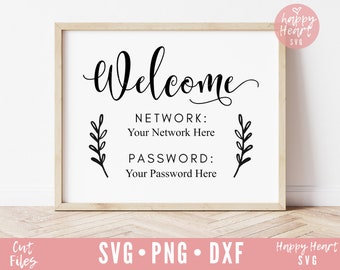 Wifi Sign SVG, Wifi Password svg, Welcome Wifi Sign svg, Welcome svg, dxf, png instant download, Wifi Password Sign svg, Sign Making svg