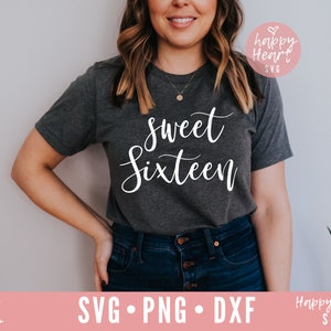 Sweet Sixteen svg, Sweet 16 svg, Birthday Girl SVG, Birthday svg, dxf, png instant download, Girl&#39;s birthday SVG, 16th Birthday svg, sixteen