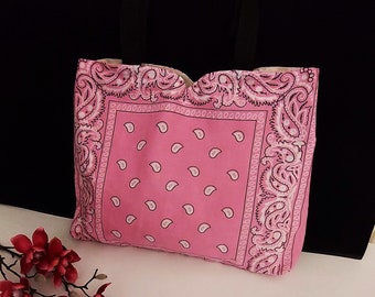 Pink Bandana Fabric Tote Bag